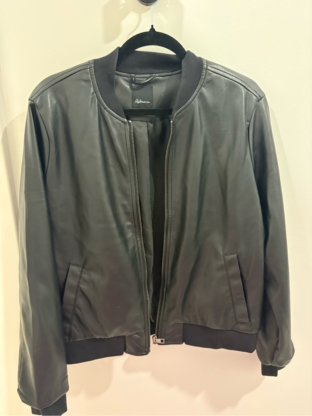 Reitmans Black Women's Leather Bomber Jacket